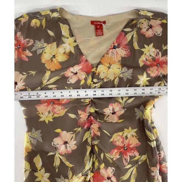 SUNDANCE Women’s Silk Floral Gathered V-Neck Side Zip Dress Size 8 Spring - Picture 14 of 14